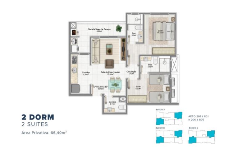 Apartamento à venda com 2 quartos, 66m² - Foto 4