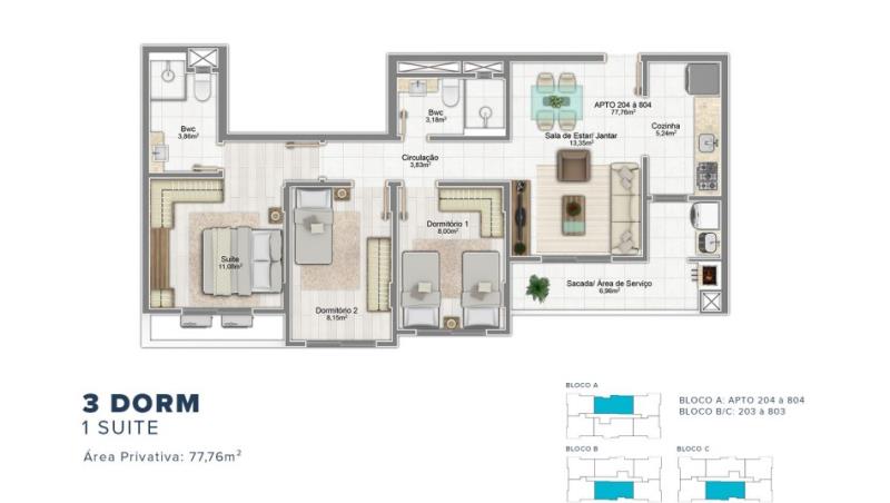 Apartamento à venda com 3 quartos, 78m² - Foto 4