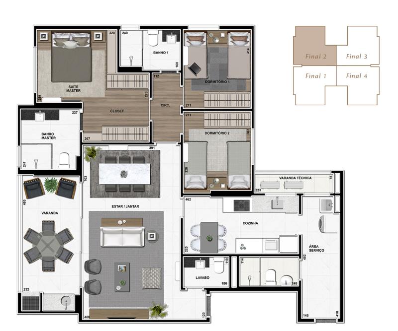 Apartamento à venda com 3 quartos, 129m² - Foto 3