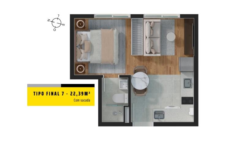 Apartamento à venda com 1 quarto, 23m² - Foto 8