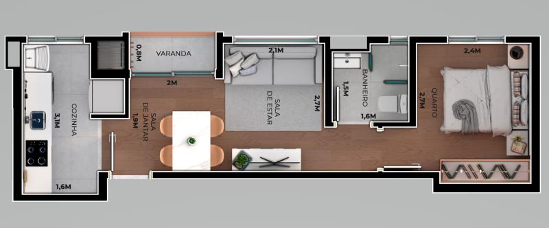 Apartamento à venda com 1 quarto, 35m² - Foto 8