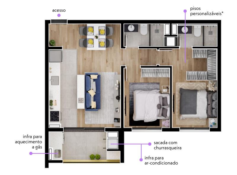 Apartamento à venda com 2 quartos, 62m² - Foto 5