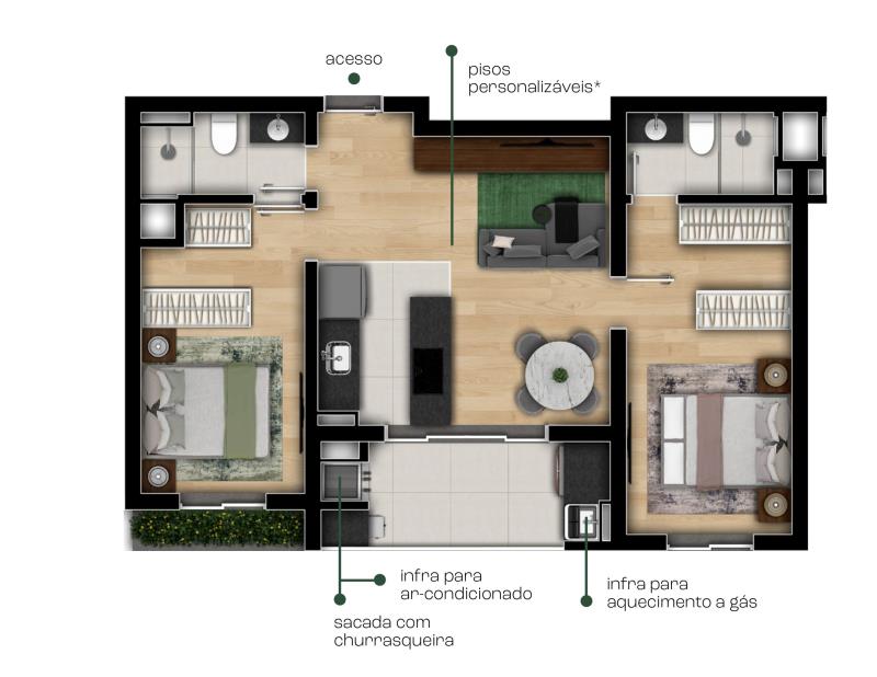 Apartamento à venda com 2 quartos, 62m² - Foto 4